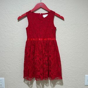 Lavender Girl's Holiday Dress Red Lace Christmas Formal Floral Valentines Size 6
